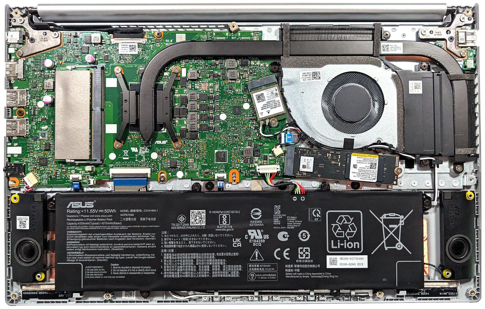 Internal Photo of Asus Vivobook 15X M1502 M1503 M1505 M1603 M1703 CPU Fan original (ASUS M1505)